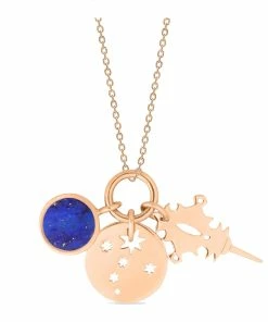Ginette NY Collier Charms Lapis Lazuli Or Rose, Collection Twenty