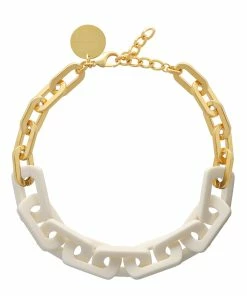 VANESSA BARONI Collier Edge Blanc Doré