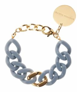 VANESSA BARONI Bracelet Flat 2colors Bleu Pigeon Doré