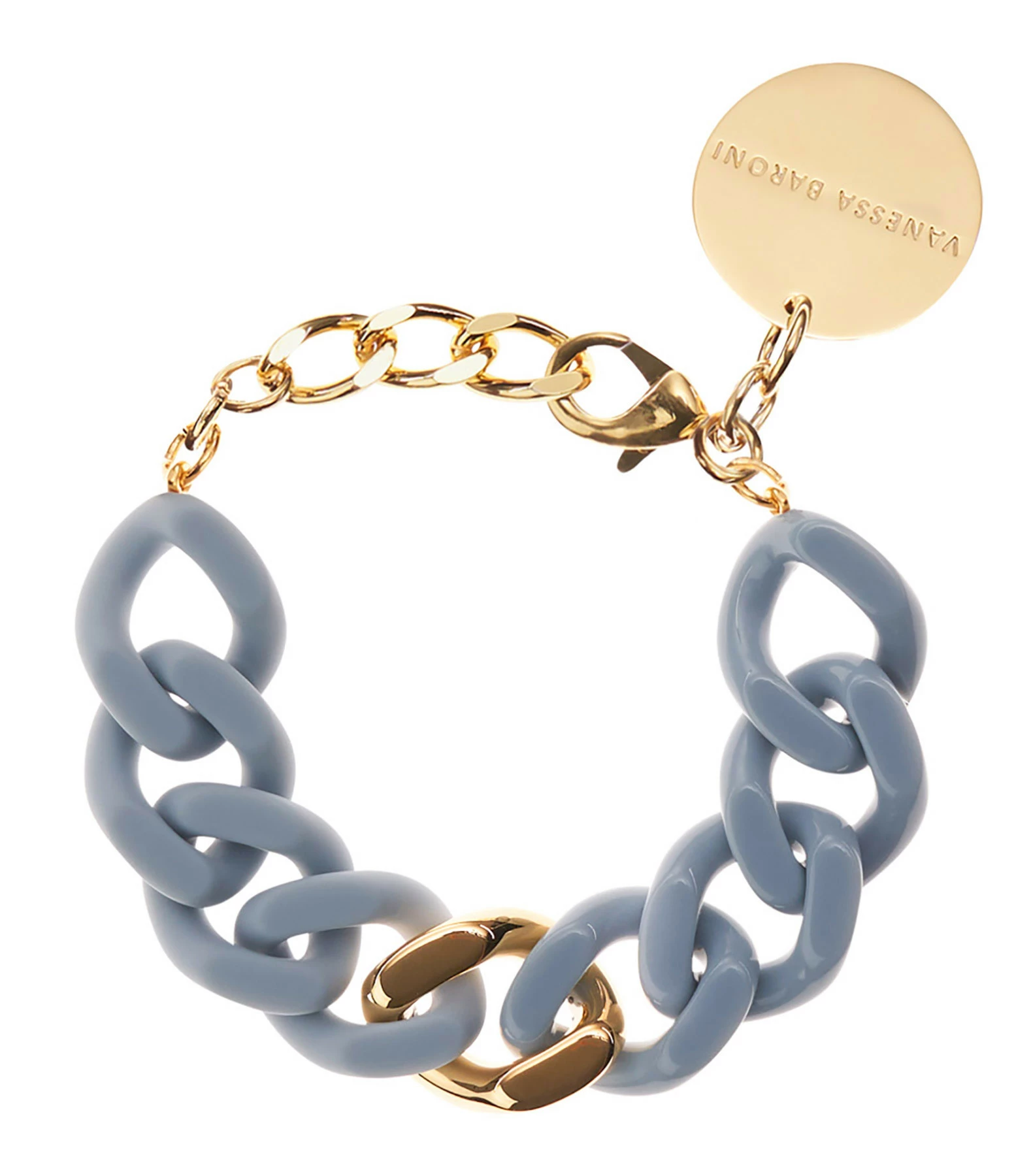 VANESSA BARONI Bracelet Flat 2colors Bleu Pigeon Doré